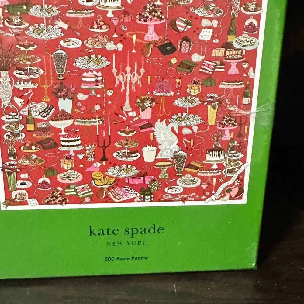 kate spade red dessert party puzzle with green border